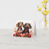 Dachshunds Valentinstag Karte (Gelbe Blume)