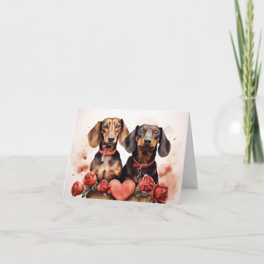 Dachshunds Valentinstag Karte (Vorderseite)