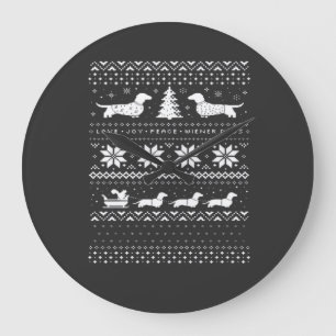 Dachshunds Weihnachtspullover Muster Klassisches T Große Wanduhr