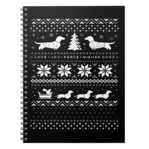 Dachshunds Weihnachtspullover Muster Klassisches T Notizblock