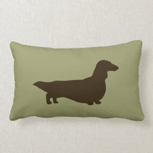 Dachsilhouette (Langhaar-Dachs) Lendenkissen