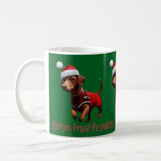 Dachsing Durch Den Schnee Dachshund Wursthund Kaffeetasse (Links)