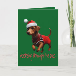 Dachsing durch die Schnee Dackel Wurst Hund Feiertagskarte