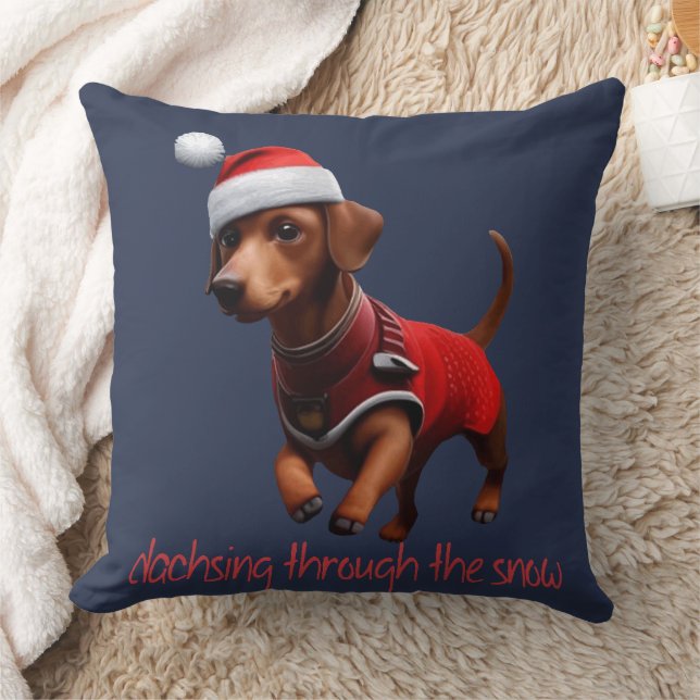 Dachsing durch die Schnee Dackel Wurst Hund Kissen (Decke)