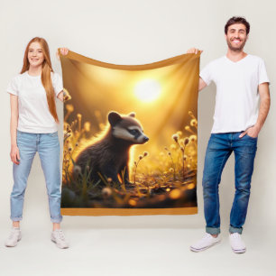 Dachsjunges bei Sonnenuntergang Fleecedecke
