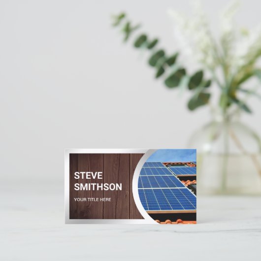 Dachsolarzellen aus rustikalem Holz Visitenkarte (Stehend Vorderseite)