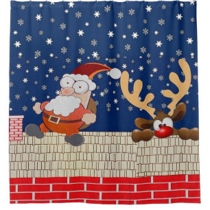 Dachspitze Weihnachtsmann und Ren-Duschvorhang Duschvorhang