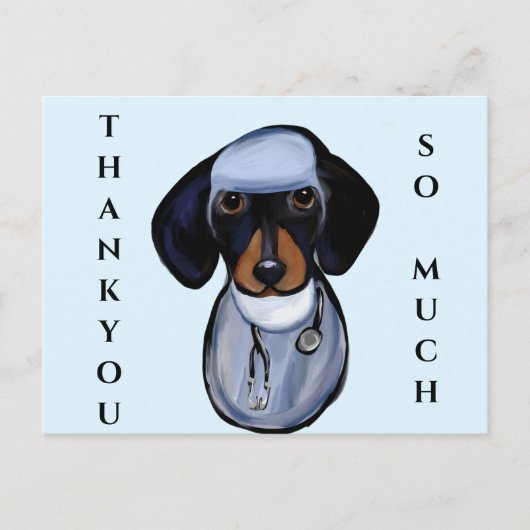 DACHSUND ARZT POSTKARTE (Vorderseite)