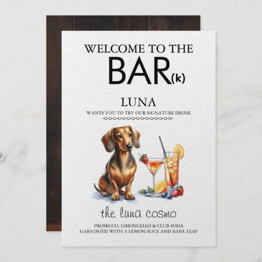 Dachsund Bar Menükarte (Vorne/Hinten)