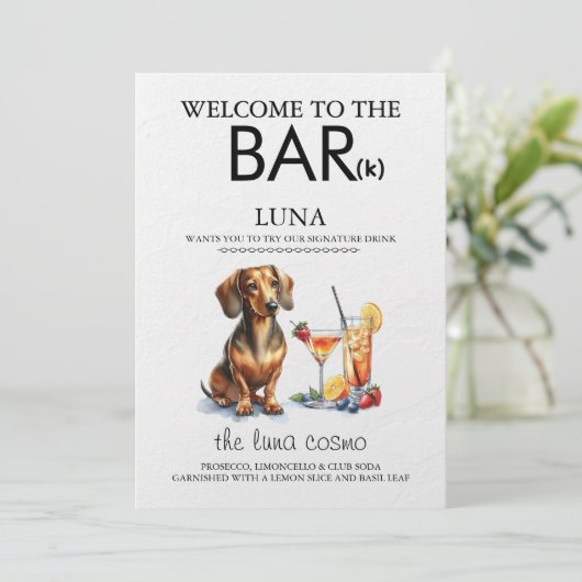 Dachsund Bar Menükarte (Stehend Vorderseite)