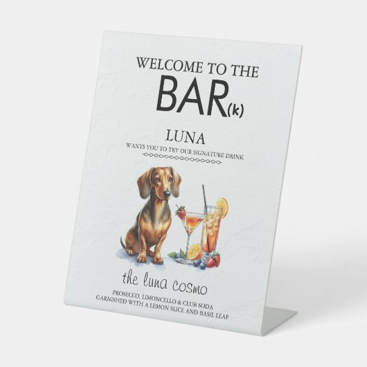 Dachsund Bar Sockelschild (Vorderseite)