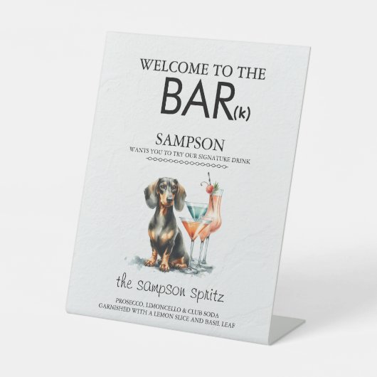Dachsund Bar Sockelschild (Vorderseite)