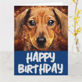 DACHSUND DOG ART BIRTHDAY GREETING CARD KARTE (Gelbe Blume)