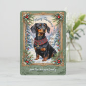 Dachsund Dog Vintage Weihnachtskarte Feiertagskarte (Stehend Vorderseite)