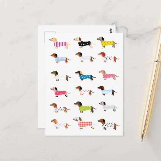 Dachsund Dog Watercolor Postkarte (Vorderseite/Rückseite Beispiel)