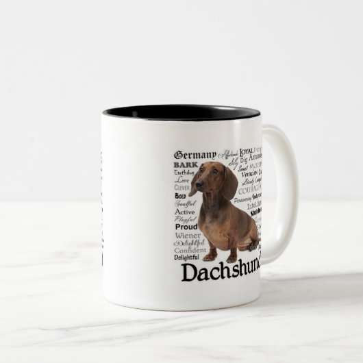 Dachsund-Merkmal-Tasse Zweifarbige Tasse (VorderseiteRechts)