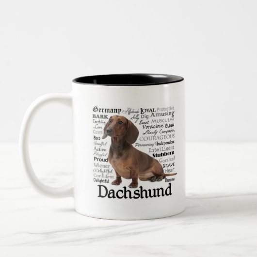 Dachsund-Merkmal-Tasse Zweifarbige Tasse (Links)