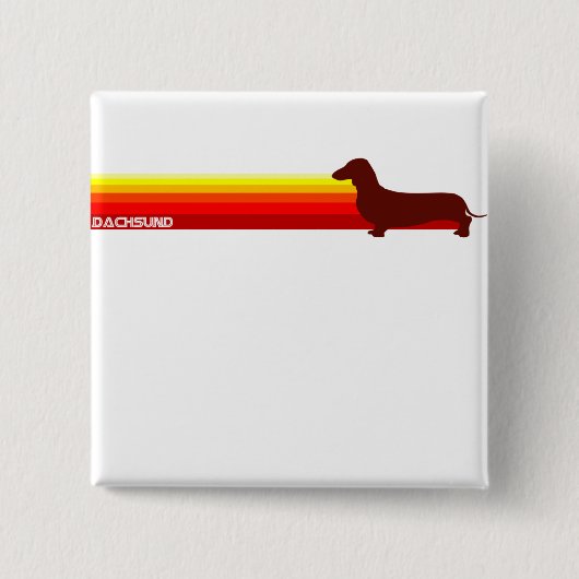 Dachsund mit Streifen-Knopf Button (Vorderseite)