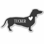 Dachsund Rasse Silhouette Individuelle Name Aufkleber (Vorderseite)