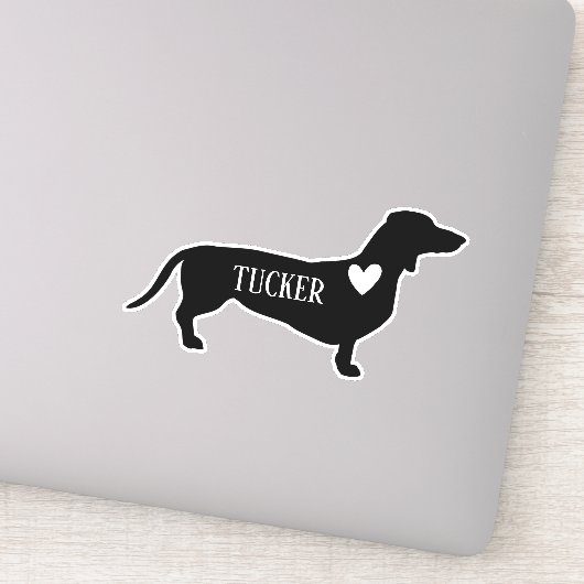 Dachsund Rasse Silhouette Individuelle Name Aufkleber (Detail)