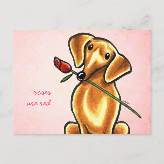 Dachsund Rose Sweetheart Off-Leash Art™ Custom Postkarte (Vorderseite)