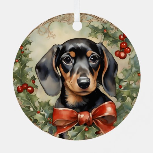 Dachsund Welppy's First Christmas Metal Ornament (Rückseite)