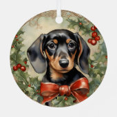 Dachsund Welppy's First Christmas Metal Ornament Aus Metall (Rückseite)