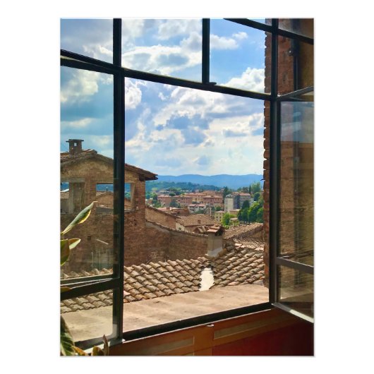 Dachterrasse Ausblick auf das Fenster in Siena, It Fotodruck (Vorne)