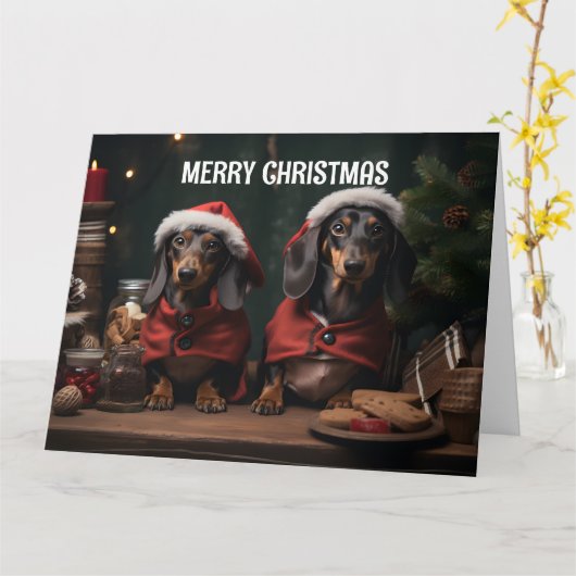 Dachunds Weihnachtskarte Karte (Gelbe Blume)