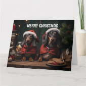 Dachunds Weihnachtskarte Karte (Vorderseite)