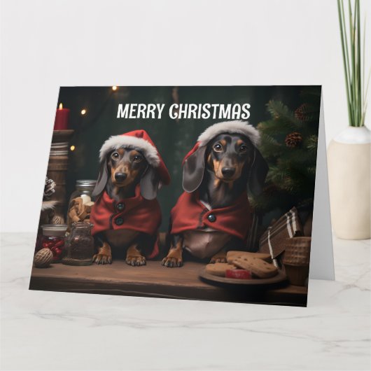 Dachunds Weihnachtskarte Karte (Vorderseite)