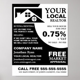 Dachziegel, Realtor, Anwesen Agent Werbung Poster