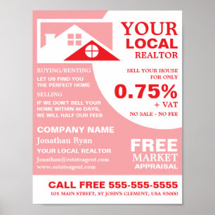 Dachziegel, Realtor, Anwesen Agent Werbung Poster