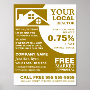 Dachziegel, Realtor, Anwesen Agent Werbung Poster