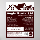 Dachziegel, Roofer, Dachdeckerwerbung Poster (Vorne)