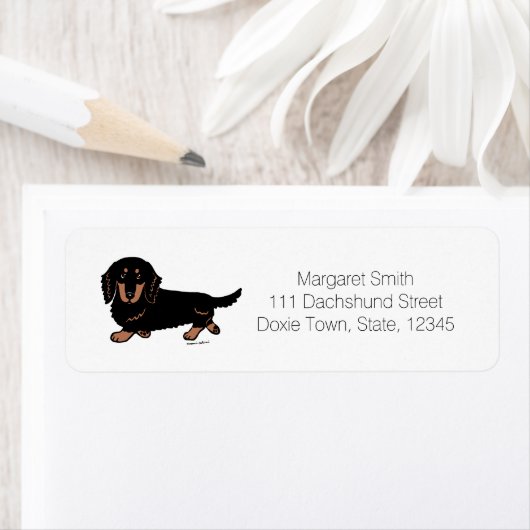 Dackel 1, schwarz und Tan, lang haariert (Insitu)