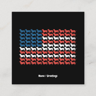 Dackel 4. Juli American Flag Patriotic Quadratische Visitenkarte