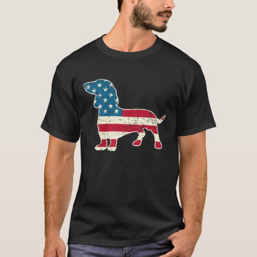 Dackel 4. Juli Hund Lover Men USA Amer T-Shirt (Vorderseite)