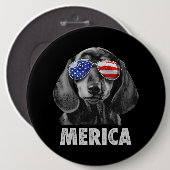 Dackel 4. Juli Merica Men American Flag Sun Button (Vorne & Hinten)