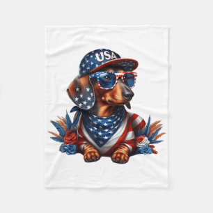 Dackel 4. Juli Patriotische Hunde Dackel 4 Fleecedecke