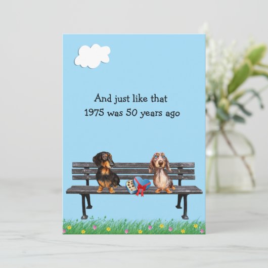 Dackel 50. Wiedersehen Einladung (Stehend Vorderseite)