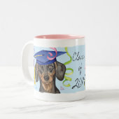 Dackel-Absolvent Zweifarbige Tasse (Vorderseite Links)