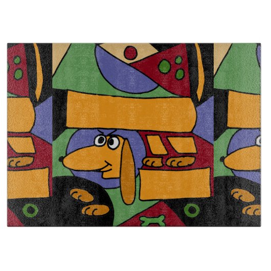 Dackel-abstrakte ursprüngliche Kunst Schneidebrett (Vorderseite)