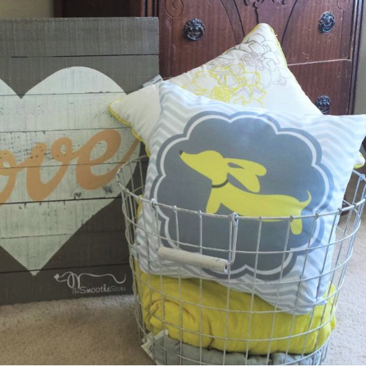 Dackel als gelbes Kinderzimmer gelb Geschlecht neu Kissen