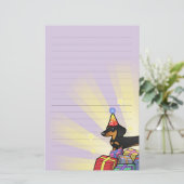 Dackel am Geburtstag (glatter Mantel) Briefpapier (Stehend Vorderseite)