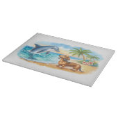 Dackel am Strand: Dolphin Begegnung Schneidebrett (Ecke)