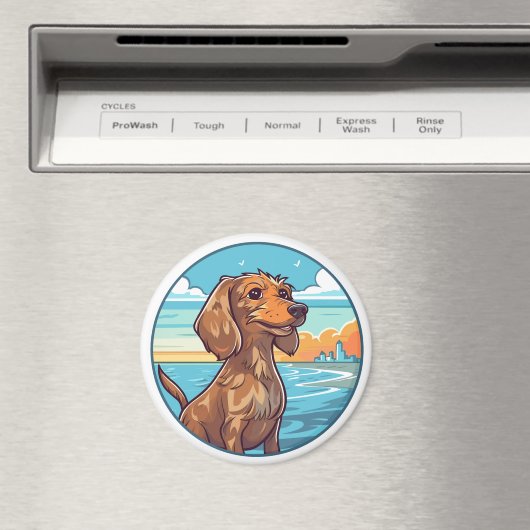 Dackel am Strand Magnet (In Situ (Geschirrspüler))