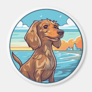 Dackel am Strand Magnet