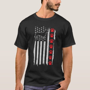 Dackel American Flag 4. Juli Patriotic Wien T-Shirt