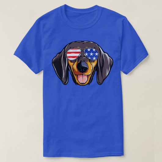 Dackel American Sunglasses 4. Juli Dog Pupp T-Shirt (Design vorne)